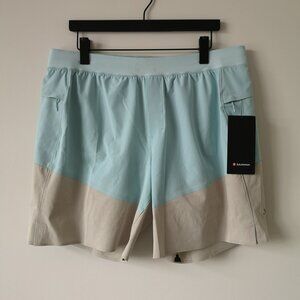 NWT LULULEMON BHCR/SLVT Blue Beige Namaste At The Beach 8" Shorts Men's XXL
